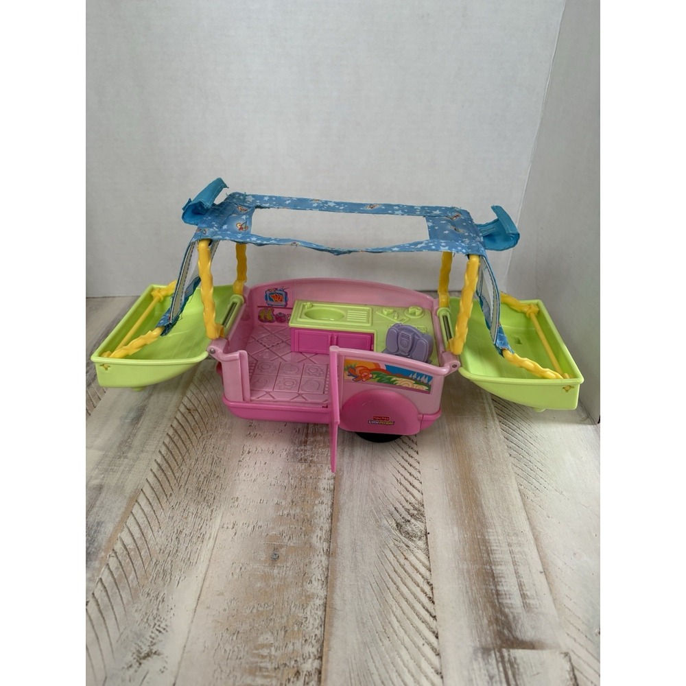 Fisher Price Little People Pink Pop-up Camper Toy 2007 Mattel Preschool Playset